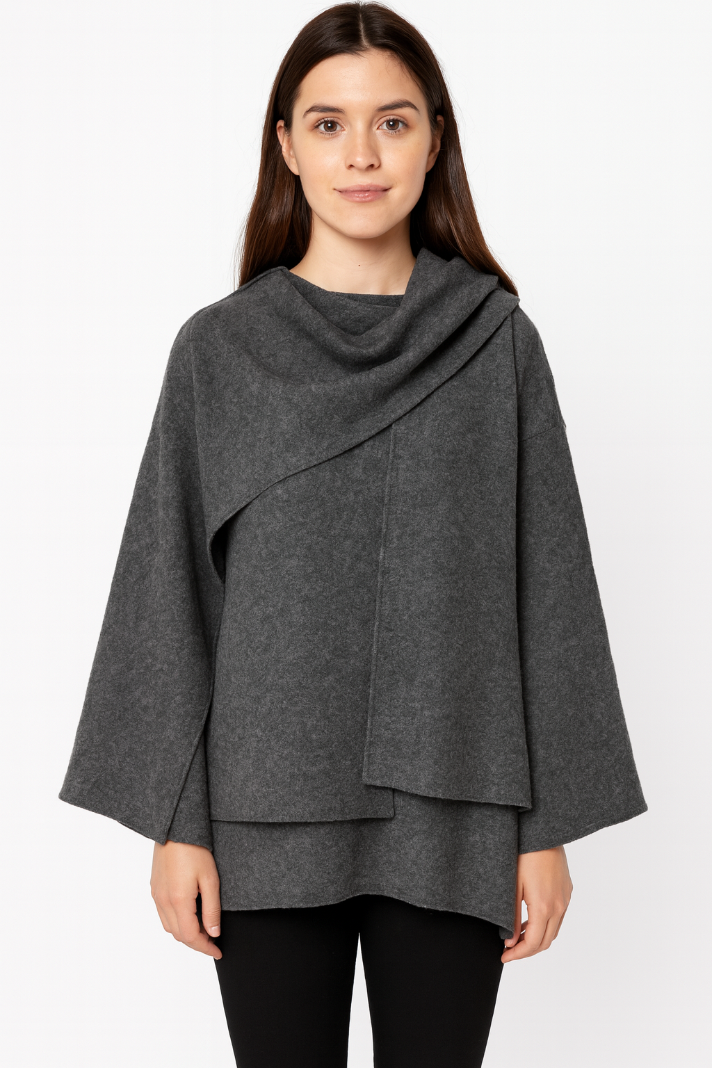 Asymmetric Jacket with Short Scarf