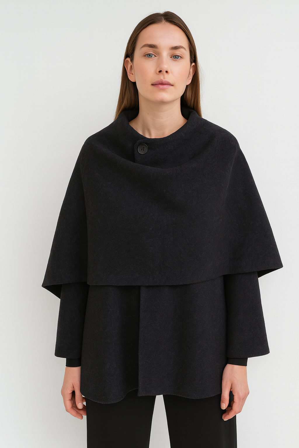 Asymmetric Jacket with Short Scarf