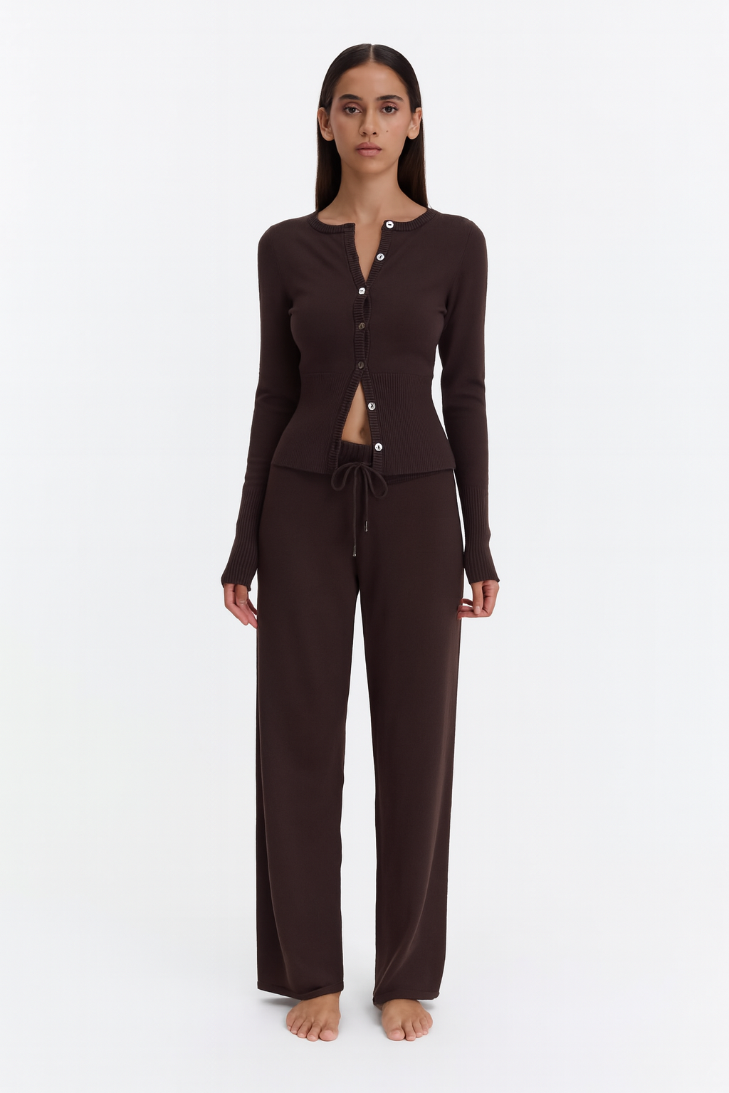 Reese Wide‑Leg 2‑Piece Set – Brown