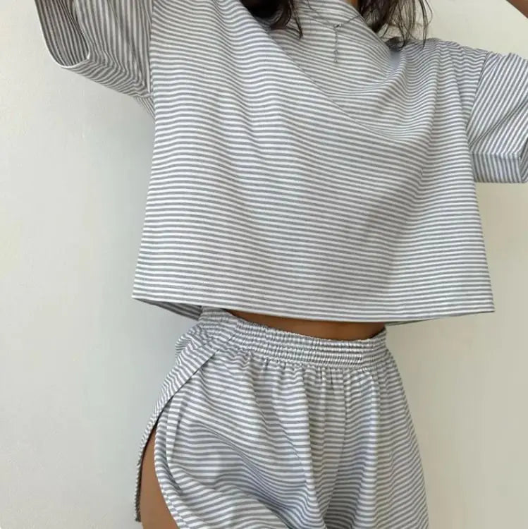 Knitted Striped Pajamas Set FondueHaven