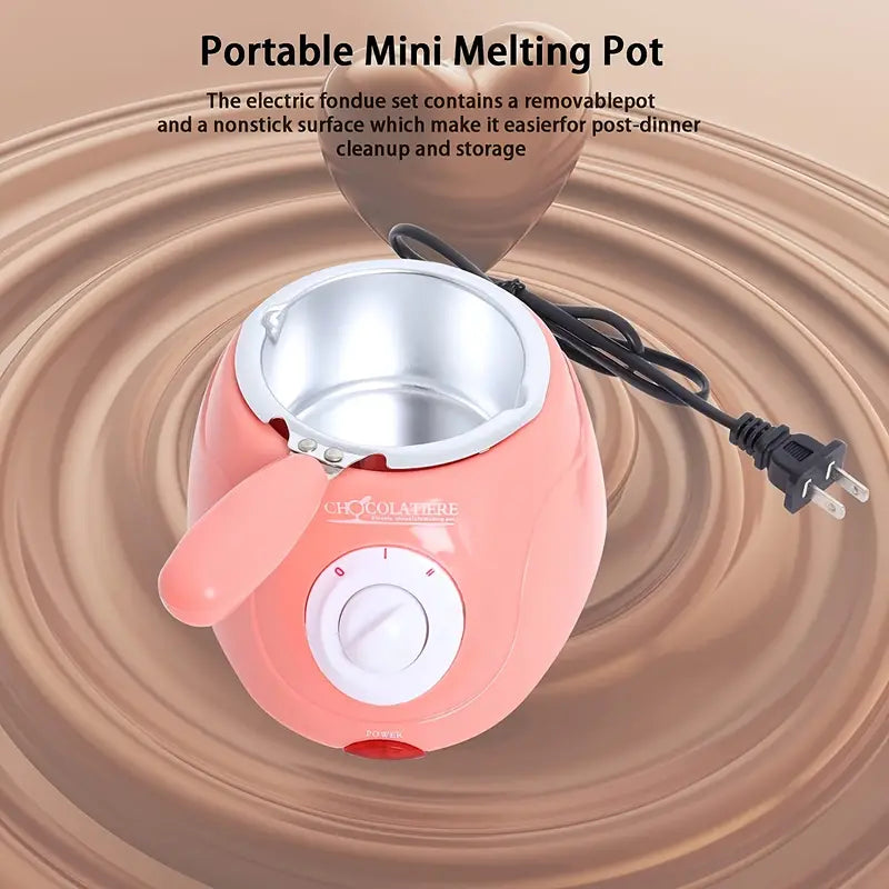 Electric Chocolate Melting Pot Fondue Machine Set Pink