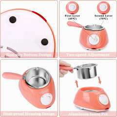Electric Chocolate Melting Pot Fondue Machine Set Pink